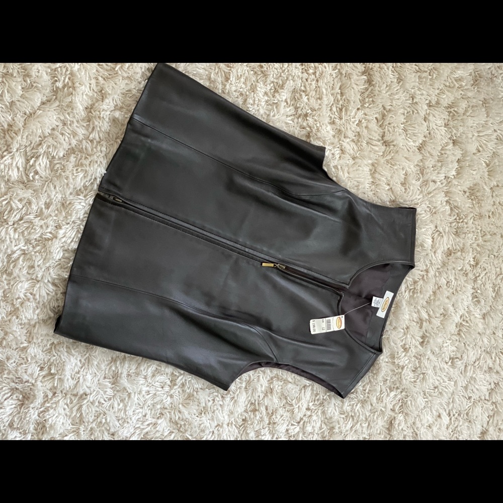 Talbots genuine brown leather vest